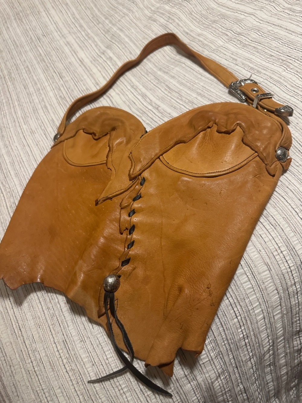 Light Brown/Tan Leather Halter/Corset Top
